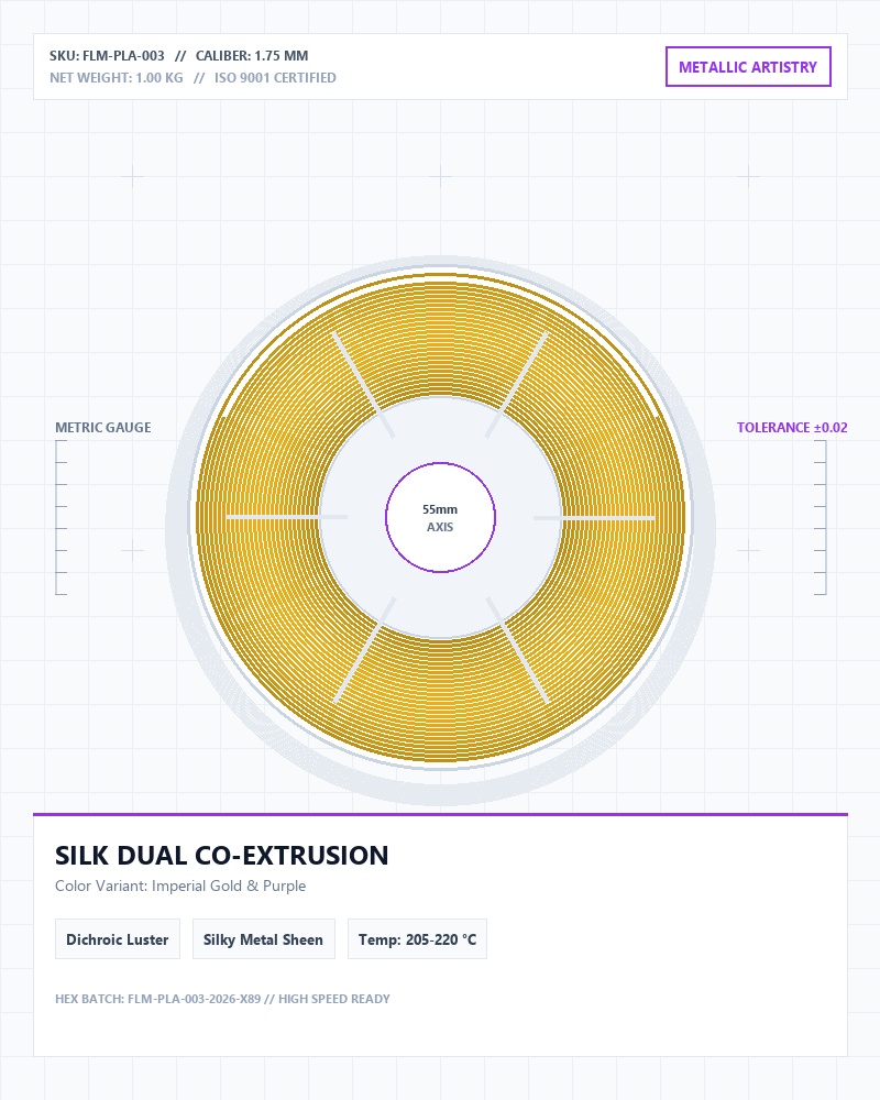 Dual-Color Silk PLA Metallic Filament 1.75mm