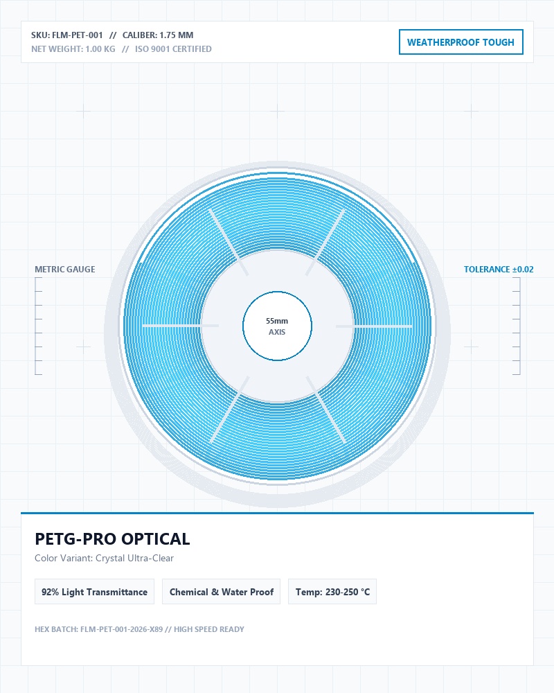 Industrial High-Clarity PETG-Pro Filament 1.75mm
